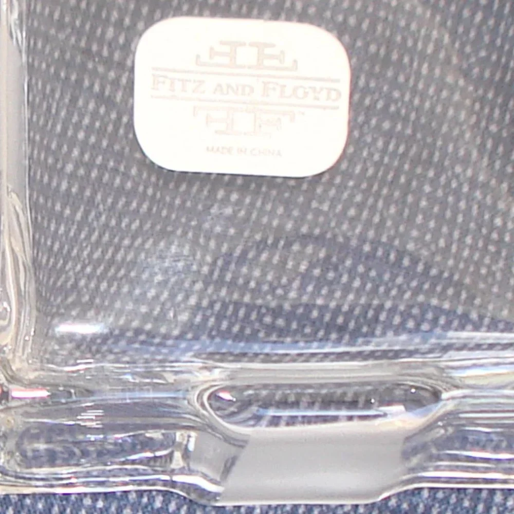 ✨$5 w/ $15+ BUNDLE✨ NEW Fitz & Floyd Frosted Bow Box Glass Crystal Trinket Dish